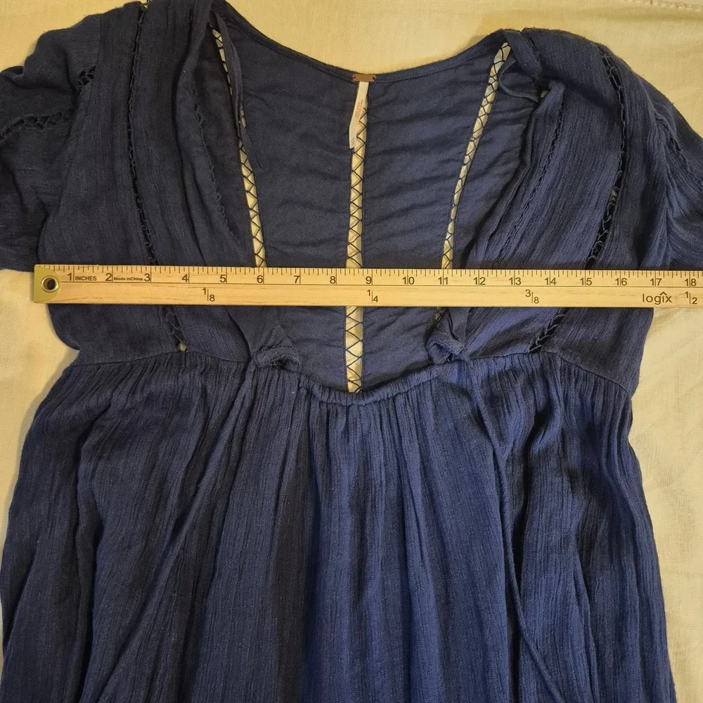 Free People Size S Romeo Dress Crochet Bell Sleeve Boho Keyhole Festival Concert